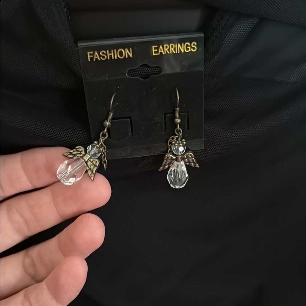 Angel Wing Crystal Drop Earrings